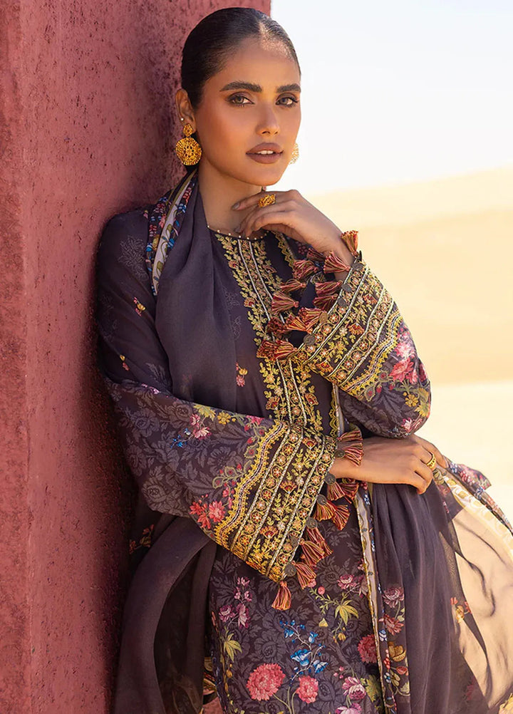 Cross Stitch Embroidered Lawn Suit Unstitched 3 Piece CS24EL2  Gravel Ash - Summer Collection