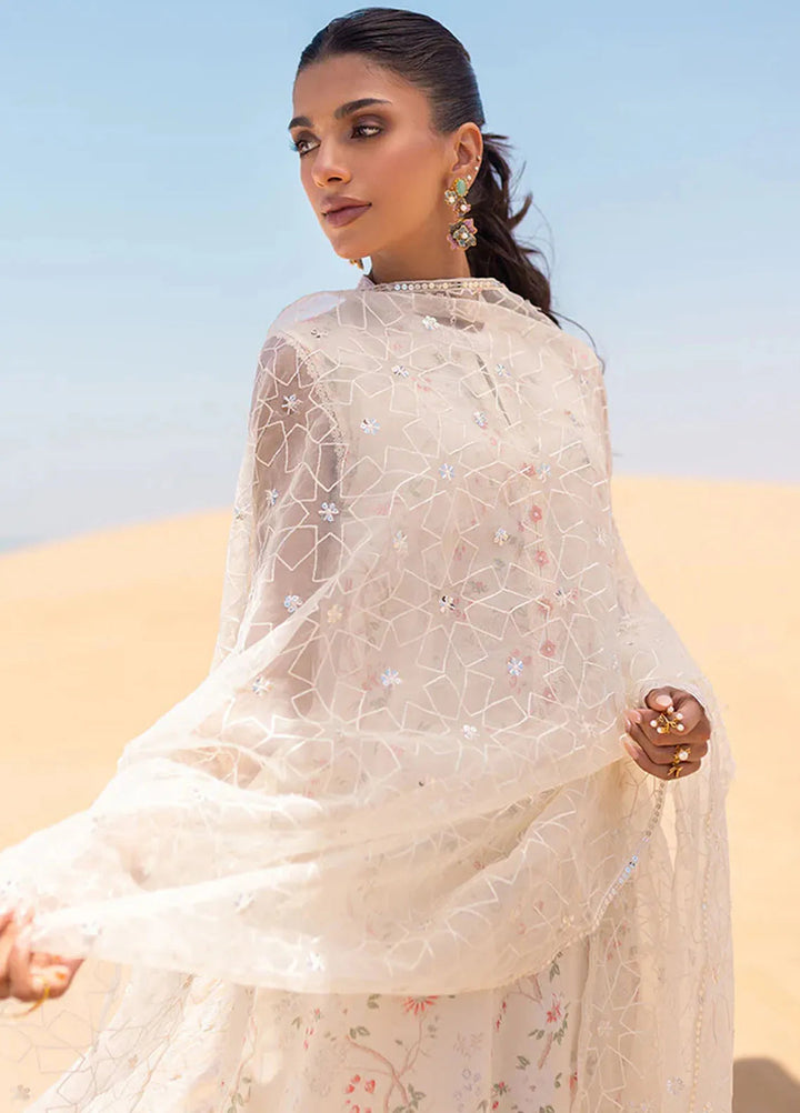 Cross Stitch Embroidered Lawn Suit Unstitched 3 Piece CS24EL2  Ivory Glow - Summer Collection