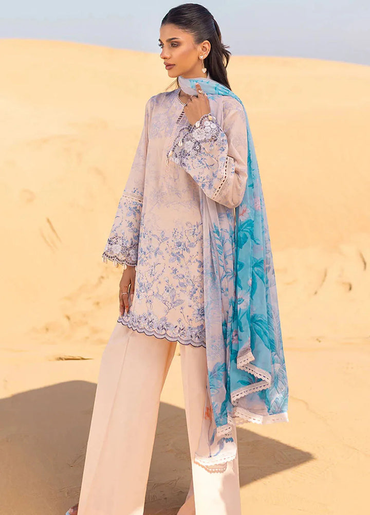 Cross Stitch Embroidered Lawn Suit Unstitched 3 Piece CS24EL2  Peach Dust - Summer Collection