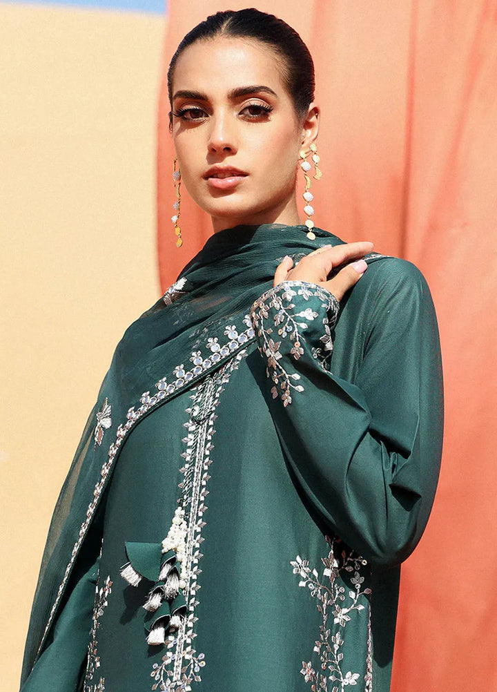 Cross Stitch Embroidered Lawn Suit Unstitched 3 Piece CS24EL2  Pine Cerulean - Summer Collection