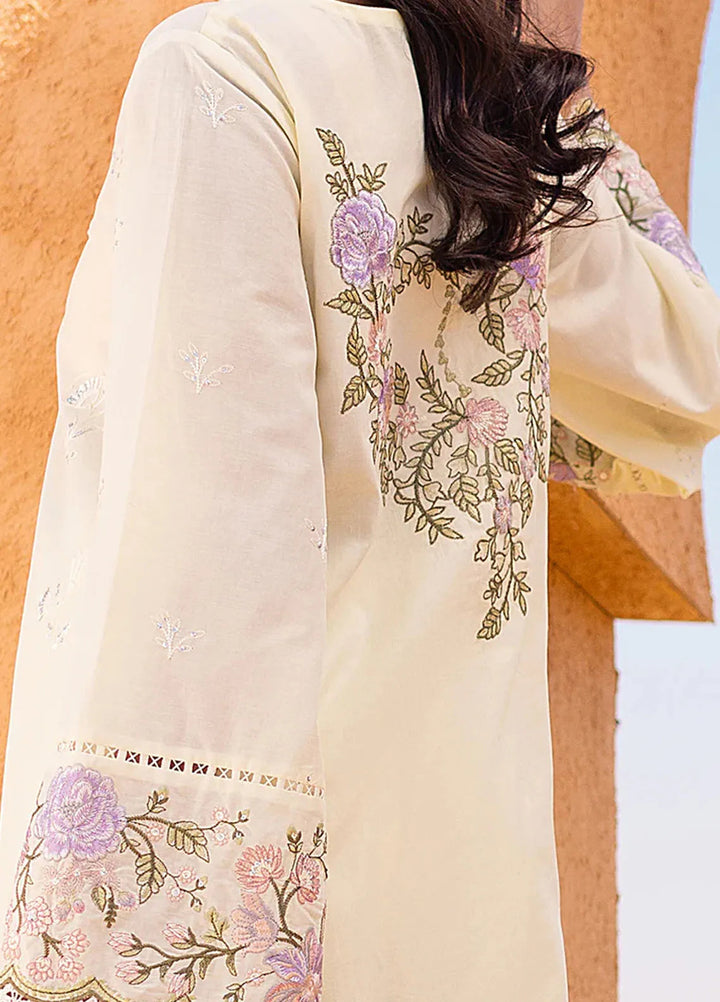 Cross Stitch Embroidered Lawn Suit Unstitched 3 Piece CS24EL2  Subtle Canary - Summer Collection