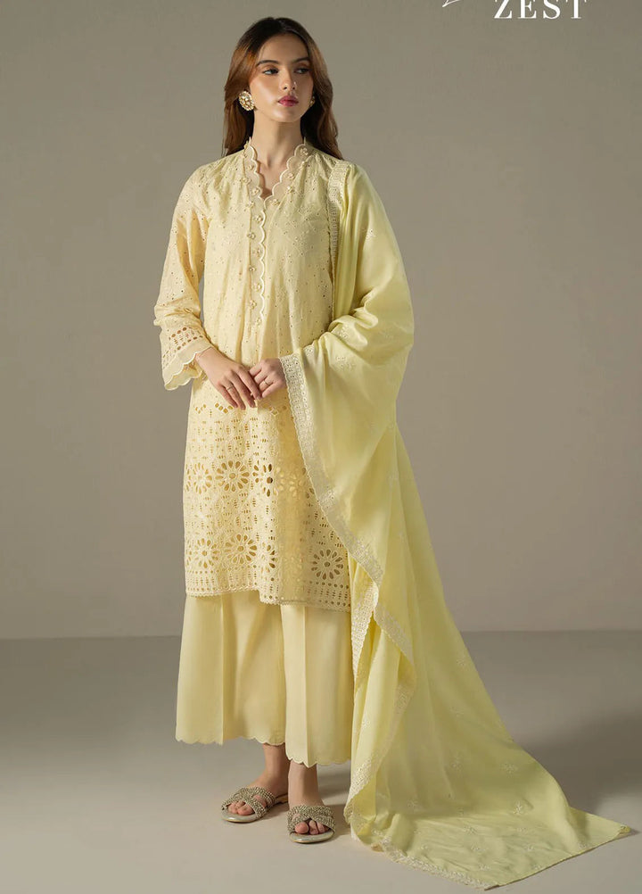 Cross Stitch Embroidered Lawn Suit Unstitched 3 Piece CS25CS Lemon Zest - Summer Collection