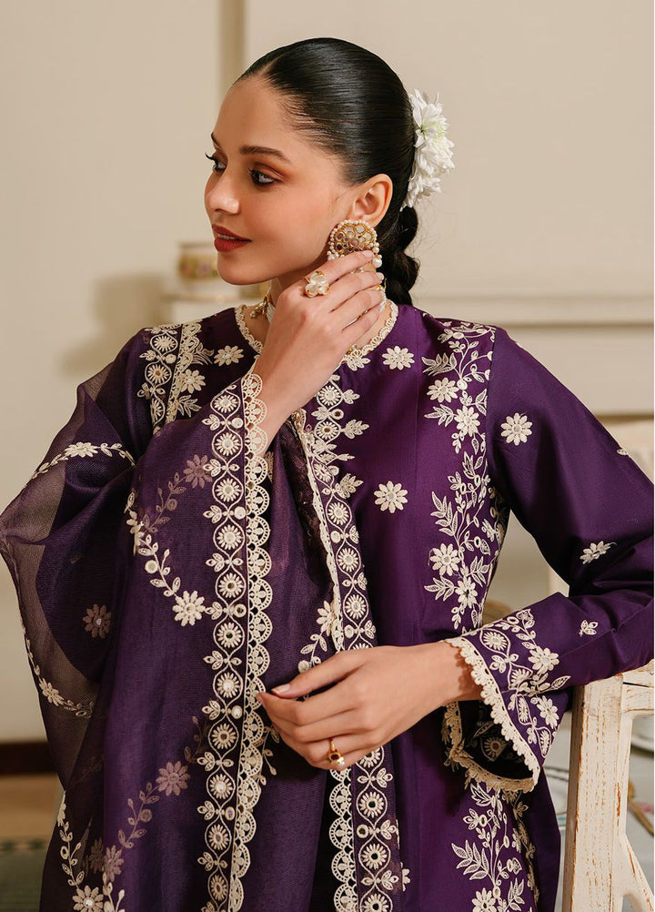 Cross Stitch Embroidered Lawn Suits Unstitched 3 Piece CS24EL D-13 Plum Grain - Eid Collection