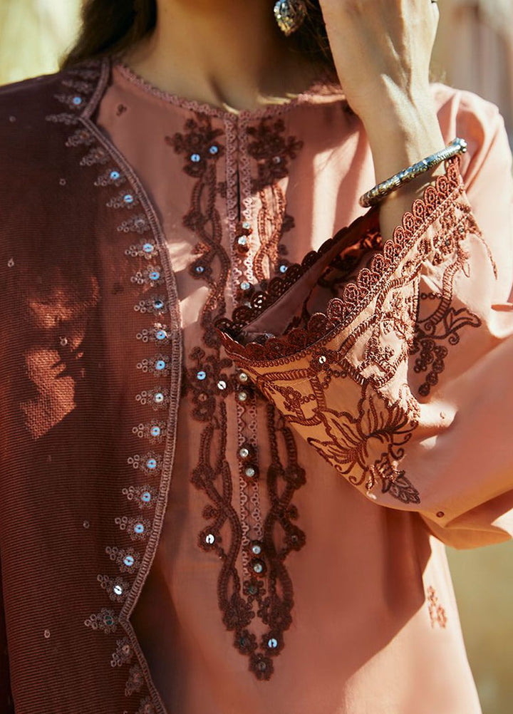 Cross Stitch Embroidered Lawn Suits Unstitched 3 Piece CS24PL D-01 Arid Sand - Summer Collection