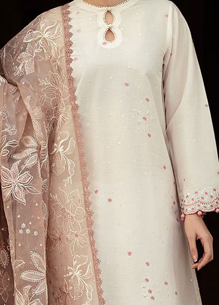 Cross Stitch Embroidered Lawn Suits Unstitched 3 Piece CS24PL D-04 Speckle Mesh - Summer Collection