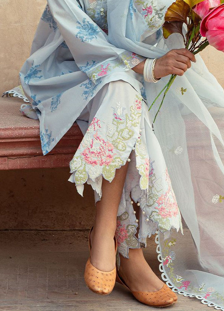 Cross Stitch Embroidered Lawn Suits Unstitched 3 Piece CS24PL D-13 Dawn Mist - Summer Collection