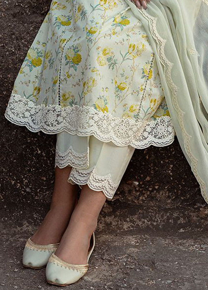 Cross Stitch Embroidered Lawn Suits Unstitched 3 Piece CS24PL D-14 Lime Primrose - Summer Collection