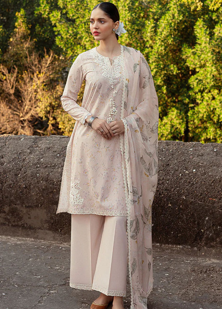 Cross Stitch Embroidered Lawn Suits Unstitched 3 Piece CS24PL D-16 Silver Peony - Summer Collection