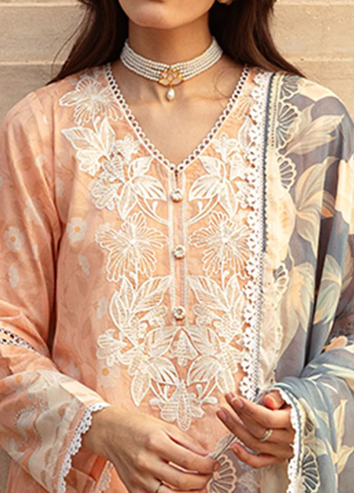 Cross Stitch Embroidered Lawn Suits Unstitched 3 Piece CS24PL D-17 Sunset Flora - Summer Collection