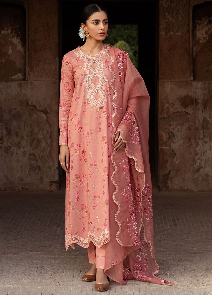 Cross Stitch Embroidered Lawn Suits Unstitched 3 Piece CS24PL D-19 Apricot Charm - Summer Collection