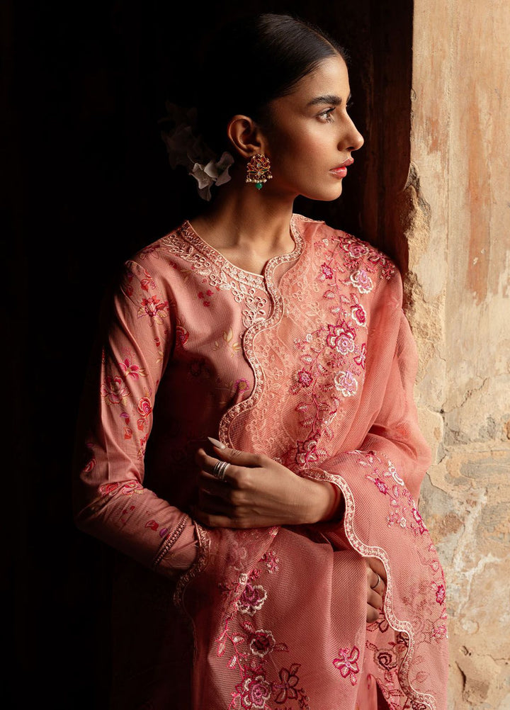 Cross Stitch Embroidered Lawn Suits Unstitched 3 Piece CS24PL D-19 Apricot Charm - Summer Collection