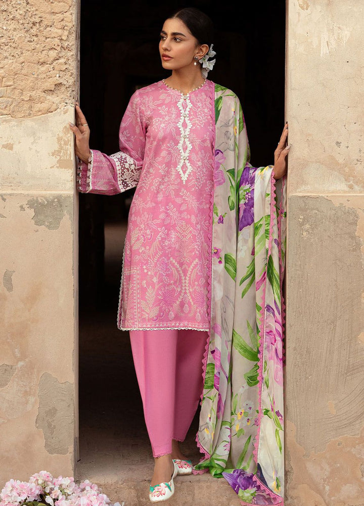Cross Stitch Embroidered Lawn Suits Unstitched 3 Piece CS24PL D-20 Coral Floret - Summer Collection