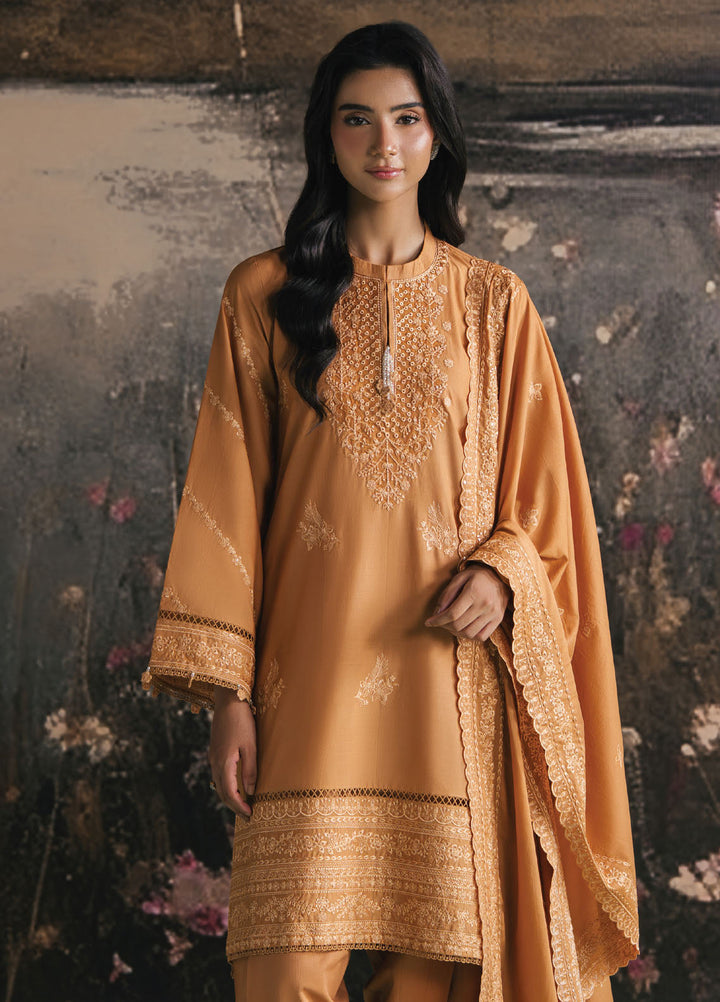 Cross Stitch Embroidered Lawn Suits Unstitched 3 Piece CS25UE D-05 Mustard Bloom - Summer Collection