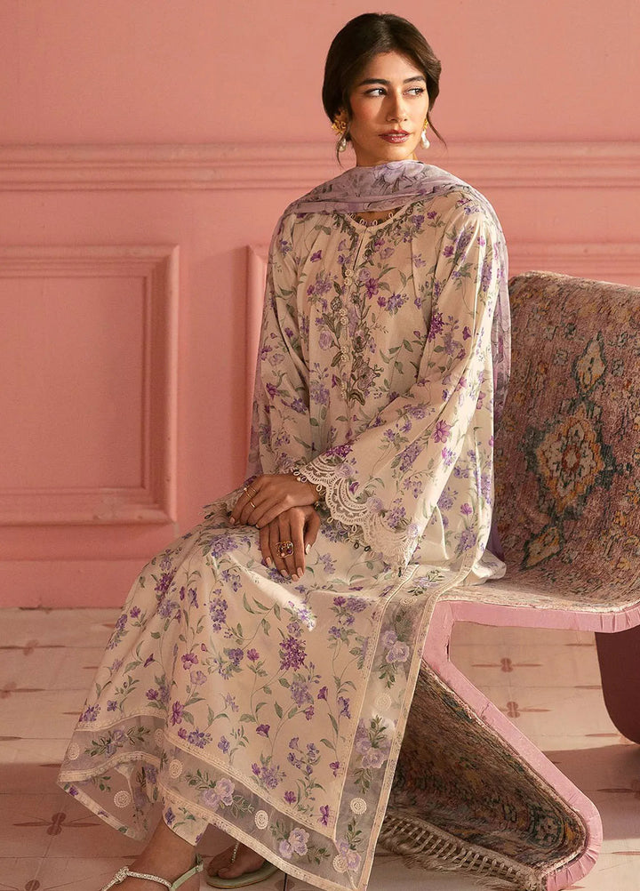 Cross Stitch Embroidered Lawn Suits Unstitched 3 Piece Lilac Bloom - Summer Collection