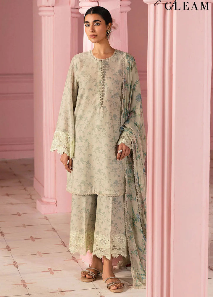Cross Stitch Embroidered Lawn Suits Unstitched 3 Piece Sage Gleam - Summer Collection