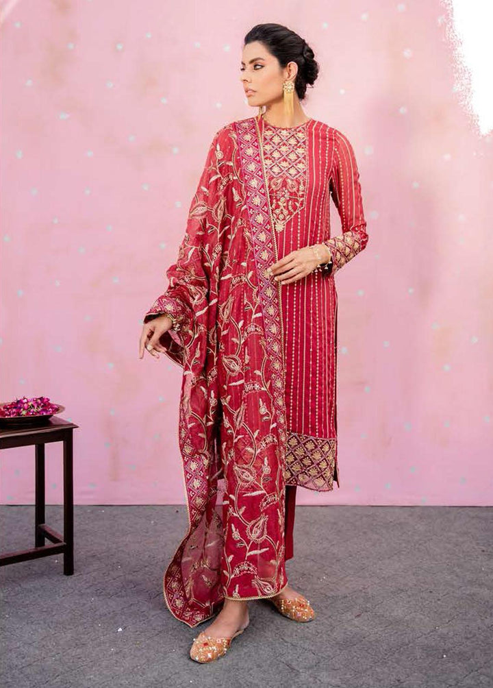 Luxe Atelier By Cross Stitch Embroidered Chiffon Suits Unstitched 4 Piece CS22LX 02 CARNELIAN AMBER - Luxury Collection
