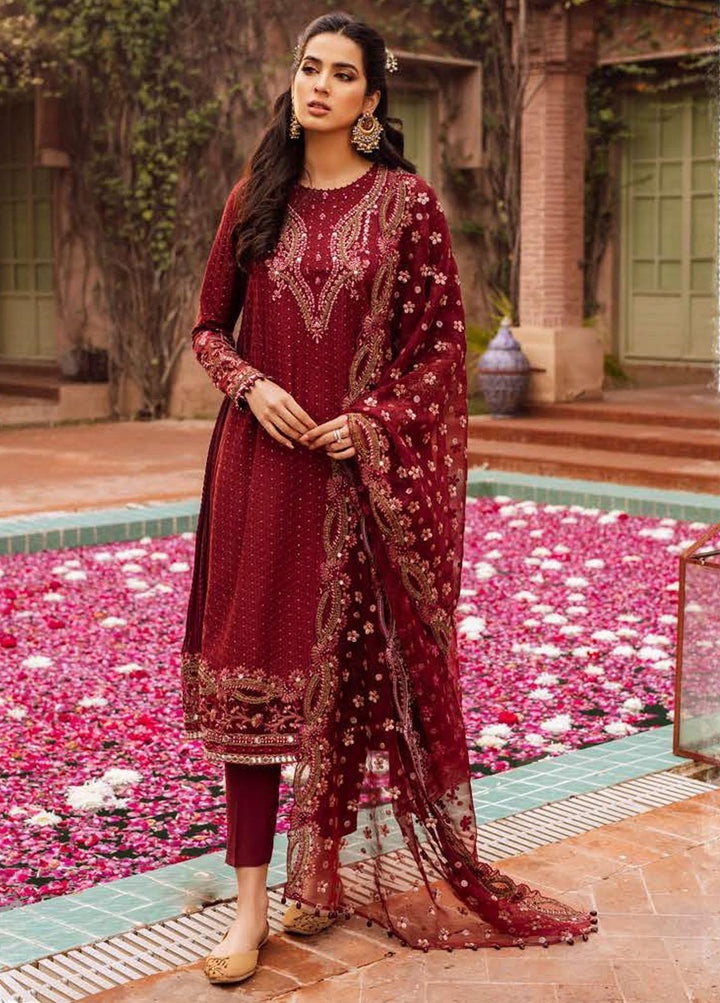 Luxe Atelier By Cross Stitch Embroidered Net Suits Unstitched 4 Piece CS22LA 03 BAGUETTE SIENA - Luxury Collection