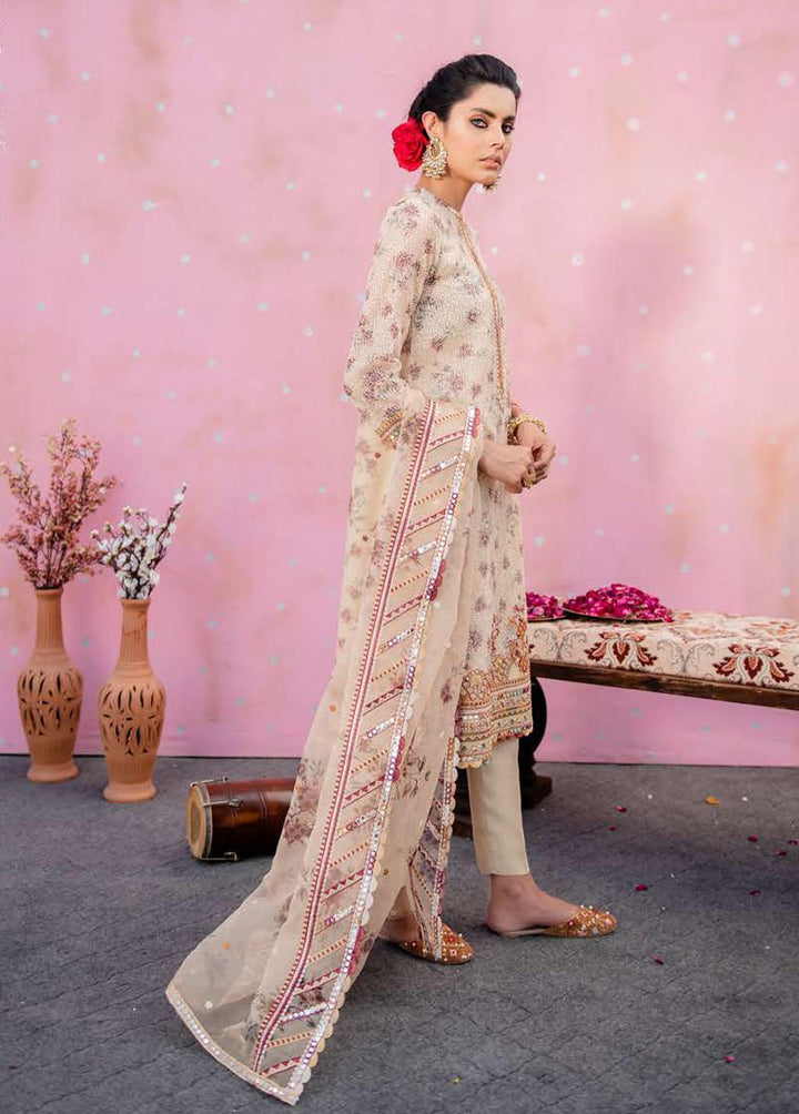 Luxe Atelier By Cross Stitch Embroidered Net Suits Unstitched 4 Piece CS22LX 03 ETHEREAL BISQUE - Luxury Collection
