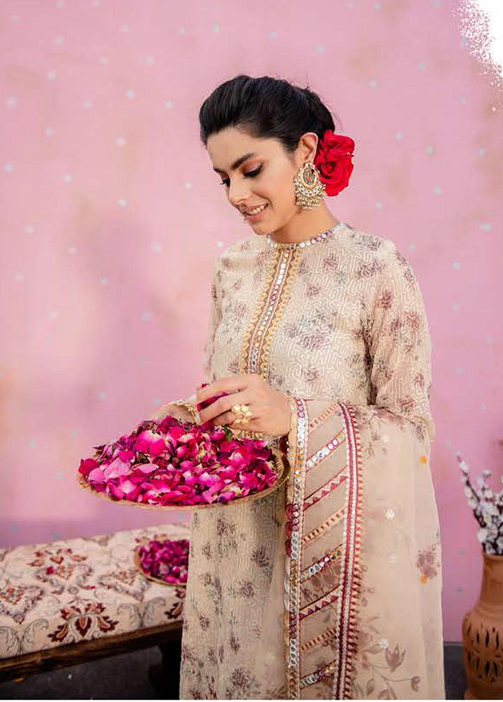 Luxe Atelier By Cross Stitch Embroidered Net Suits Unstitched 4 Piece CS22LX 03 ETHEREAL BISQUE - Luxury Collection