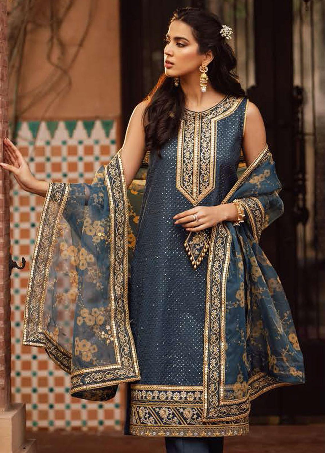 Luxe Atelier By Cross Stitch Embroidered Organza Suits Unstitched 4 Piece CS22LA 05 BALSAM FLORET - Luxury Collection