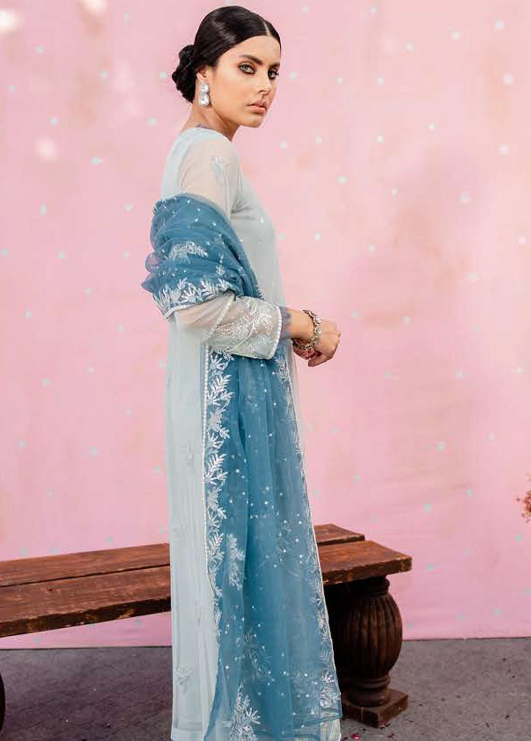 Luxe Atelier By Cross Stitch Embroidered Net Suits Unstitched 4 Piece CS22LX 05 PEARL FLORANCE - Luxury Collection