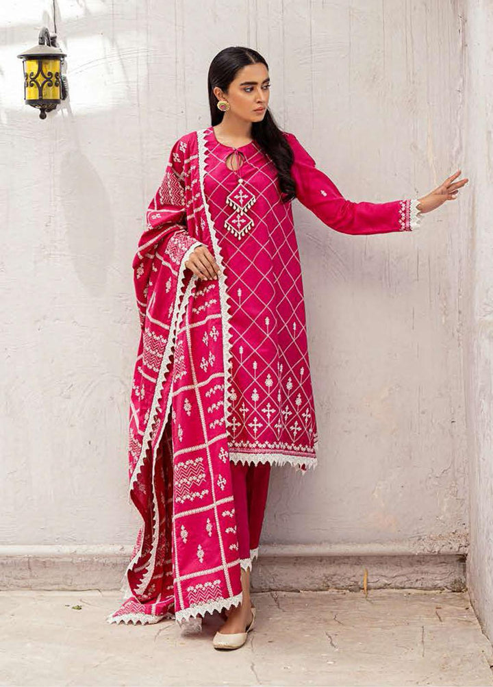 Mahiri By Cross Stitch Embroidered Lawn Suits Unstitched 3 Piece CS22-M3 03 CLASSIC AMMARANTH - Summer Collection