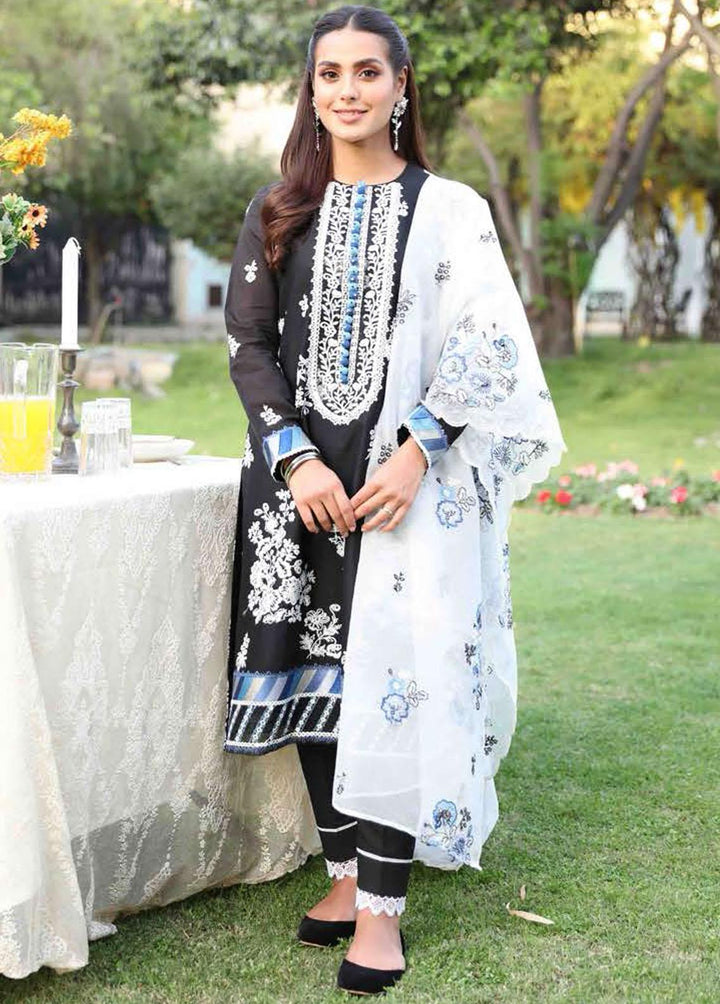 Mehrbano By Cross Stitch Embroidered Lawn Suits Unstitched 3 Piece CS22ME 13 RAVEN DUSK - Premium Collection