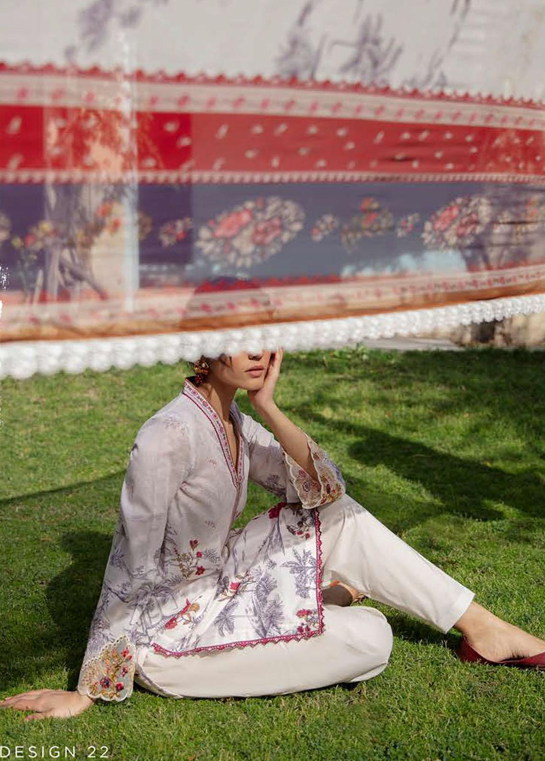 Mehrbano By Cross Stitch Embroidered Lawn Suits Unstitched 3 Piece CS22ME 22 TAVI/NY SCAPE - Premium Collection