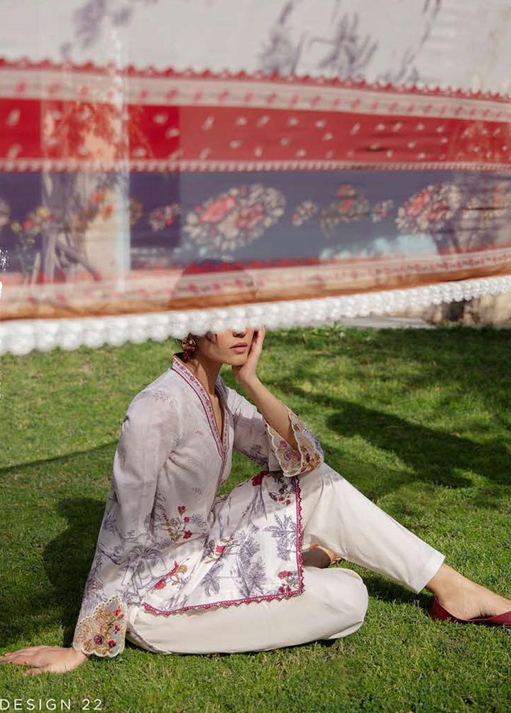 Mehrbano By Cross Stitch Embroidered Lawn Suits Unstitched 3 Piece CS22ME 22 TAVI/NY SCAPE - Premium Collection