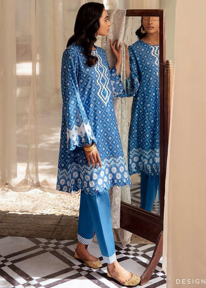 Mehrbano By Cross Stitch Embroidered Lawn Suits Unstitched 2 Piece CS22ME 25 ETHNIC BLUE - Premium Collection