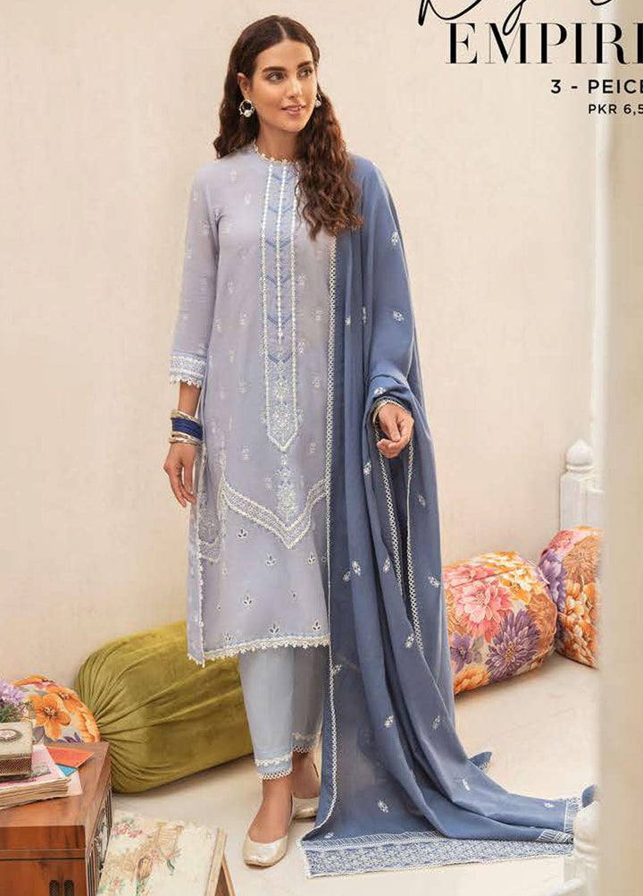 Mehrbano By Cross Stitch Embroidered Lawn Suits Unstitched 3 Piece CS22ML REGAL EMPIRE - Premium Collection
