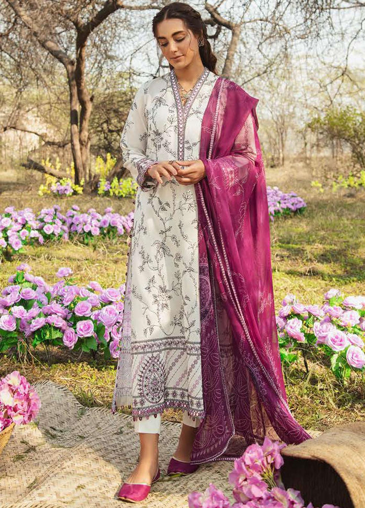Mehrbano By Cross Stitch Embroidered Lawn Suits Unstitched 3 Piece CS22ML VIOLET ORCHARD - Premium Collection