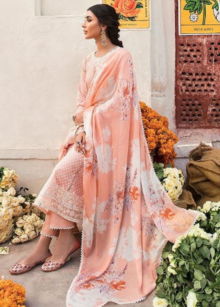 Cross Stitch Embroidered Lawn Suits Unstitched 3 Piece CS23PL D-05 Pastel Whisper - Eid Collection