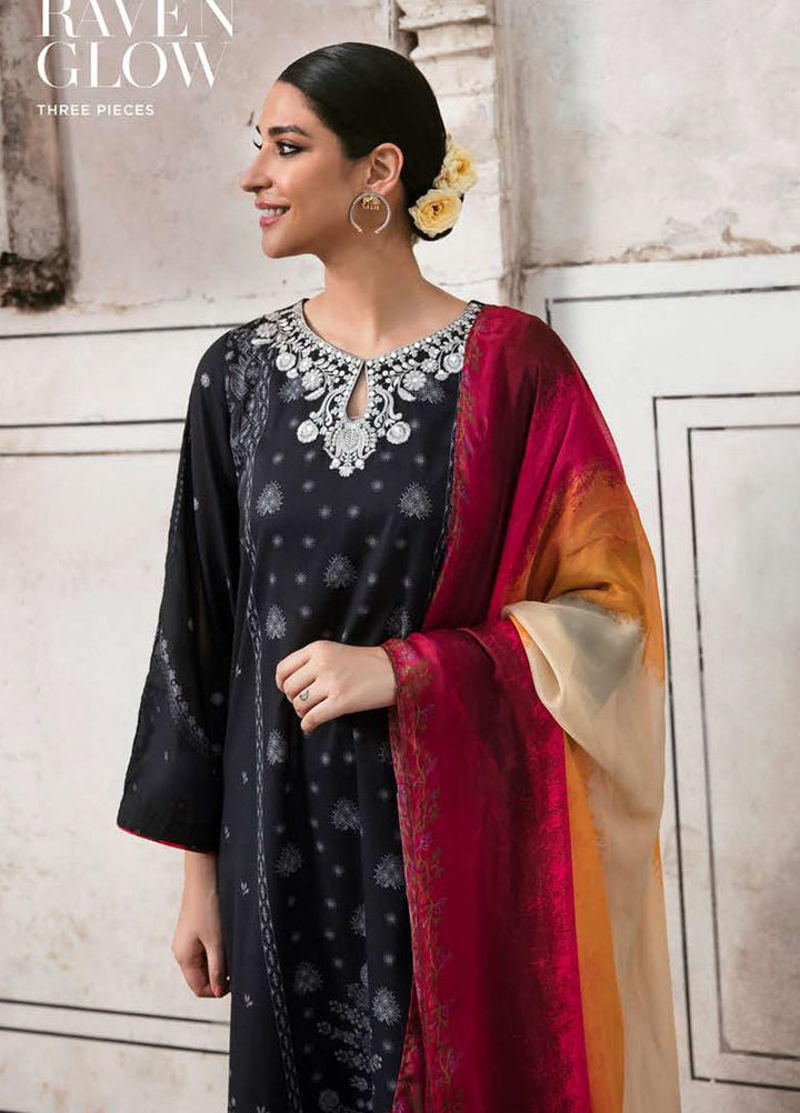 Cross Stitch Embroidered Lawn Suits Unstitched 3 Piece CS23PL D-11 Raven Glow - Eid Collection