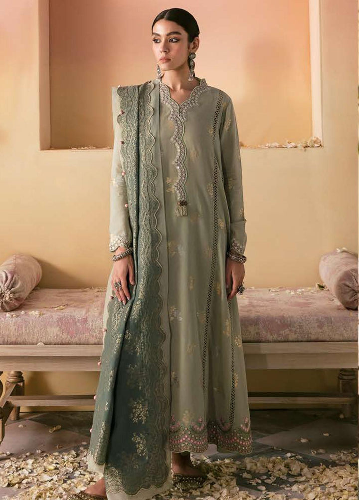 Cross Stitch Embroidered Cotton Suits Unstitched 3 Piece CS23PL D-15 Laurel Sage - Eid Collection