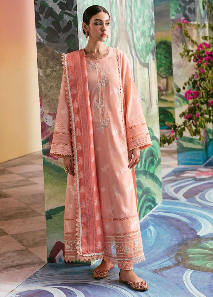 Cross Stitch Embroidered Cotton Suits Unstitched 3 Piece CS23PL D-18 Prim Rose - Eid Collection