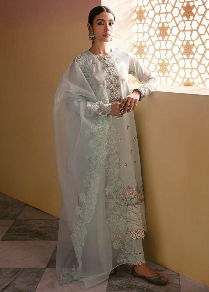 Cross Stitch Embroidered Lawn Suits Unstitched 3 Piece CS23PL D-20 Hazy Cerulean - Eid Collection