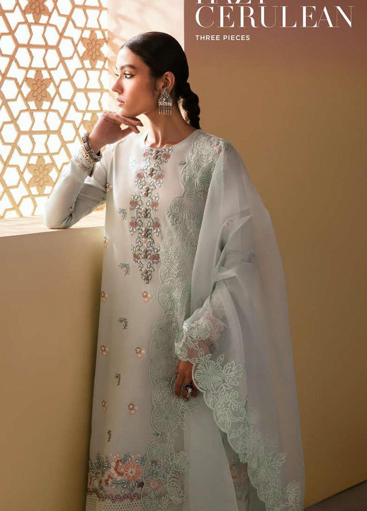 Cross Stitch Embroidered Lawn Suits Unstitched 3 Piece CS23PL D-20 Hazy Cerulean - Eid Collection