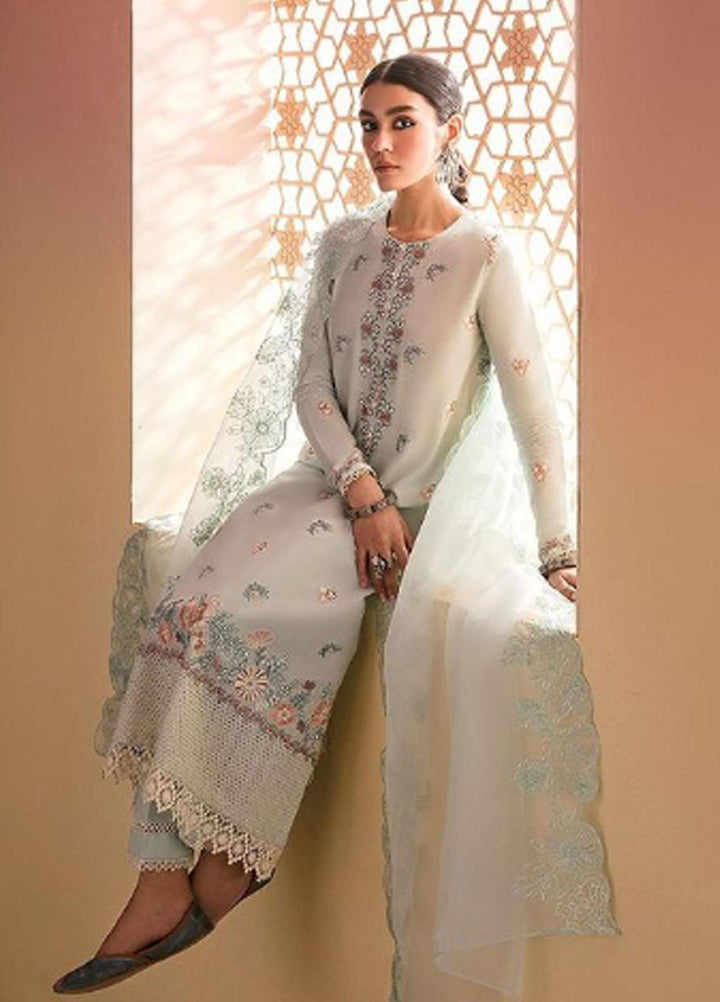 Cross Stitch Embroidered Lawn Suits Unstitched 3 Piece CS23PL D-20 Hazy Cerulean - Eid Collection