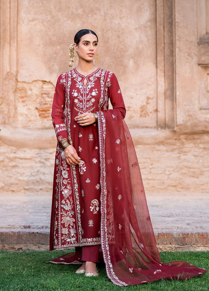 Cross Stitch Print N Embroidery Lawn Suits Unstitched 3 Piece CS25EL Rouge Zest - Summer Collection