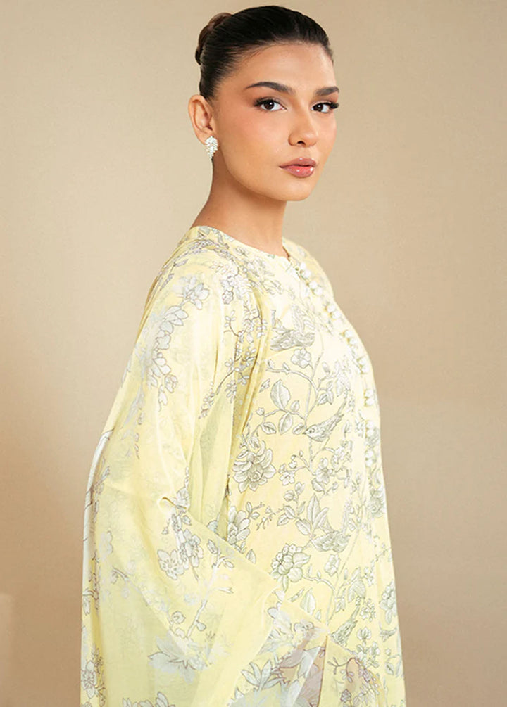 Cross Stitch Printed Lawn Suits Unstitched 3 Piece CS24DL D-01 Cream Brulee - Summer Collection