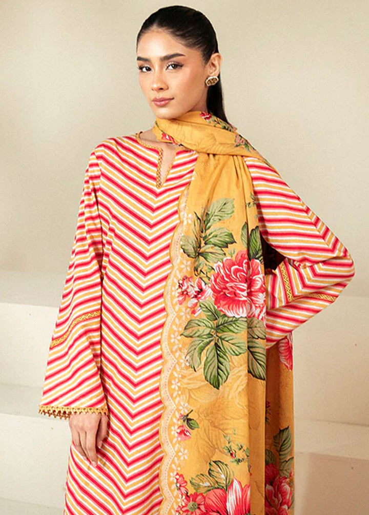 Cross Stitch Printed Lawn Suits Unstitched 3 Piece CS24DL D-06 Golden Rosado - Summer Collection