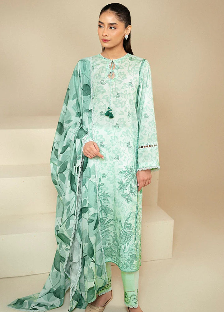 Cross Stitch Printed Lawn Suits Unstitched 3 Piece CS24DL D-09 Minty Meadow - Summer Collection