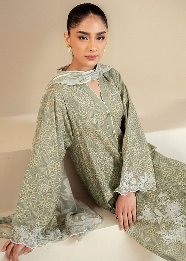 Cross Stitch Printed Lawn Suits Unstitched 3 Piece CS24DL D-11 Sage Breeze - Summer Collection