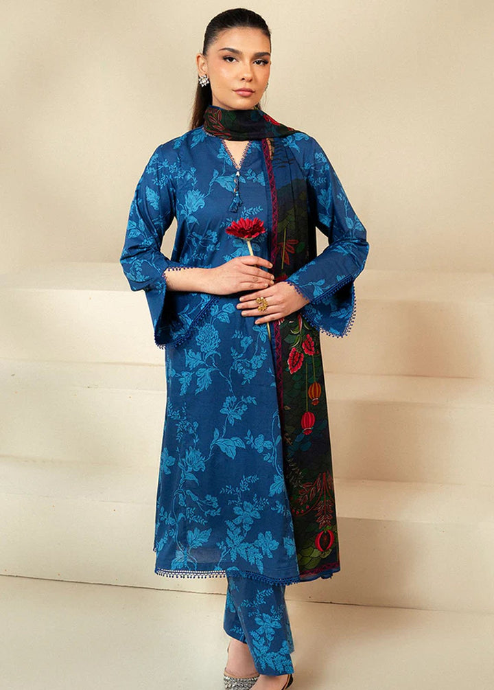 Cross Stitch Printed Lawn Suits Unstitched 3 Piece CS24DL D-13 Teal Oakley - Summer Collection