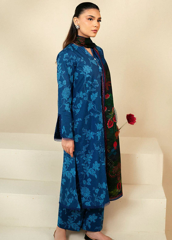 Cross Stitch Printed Lawn Suits Unstitched 3 Piece CS24DL D-13 Teal Oakley - Summer Collection