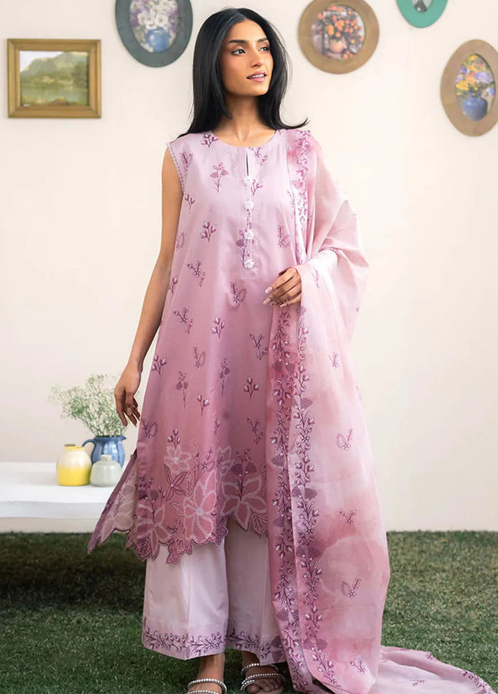Cross Stitch Printed Lawn Suits Unstitched 3 Piece CS25DL Pink Splash - Summer Collection