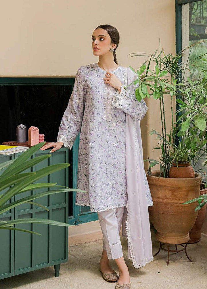 Seher By Cross Stitch Embroidered Cambric Suits Unstitched 3 Piece CS22S 03 Lavender Viola - Premium Collection