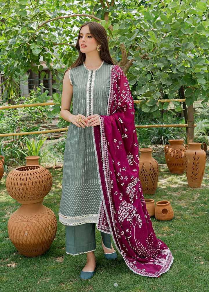 Seher By Cross Stitch Embroidered Cambric Suits Unstitched 3 Piece CS22S 05 Chromatic Green - Premium Collection