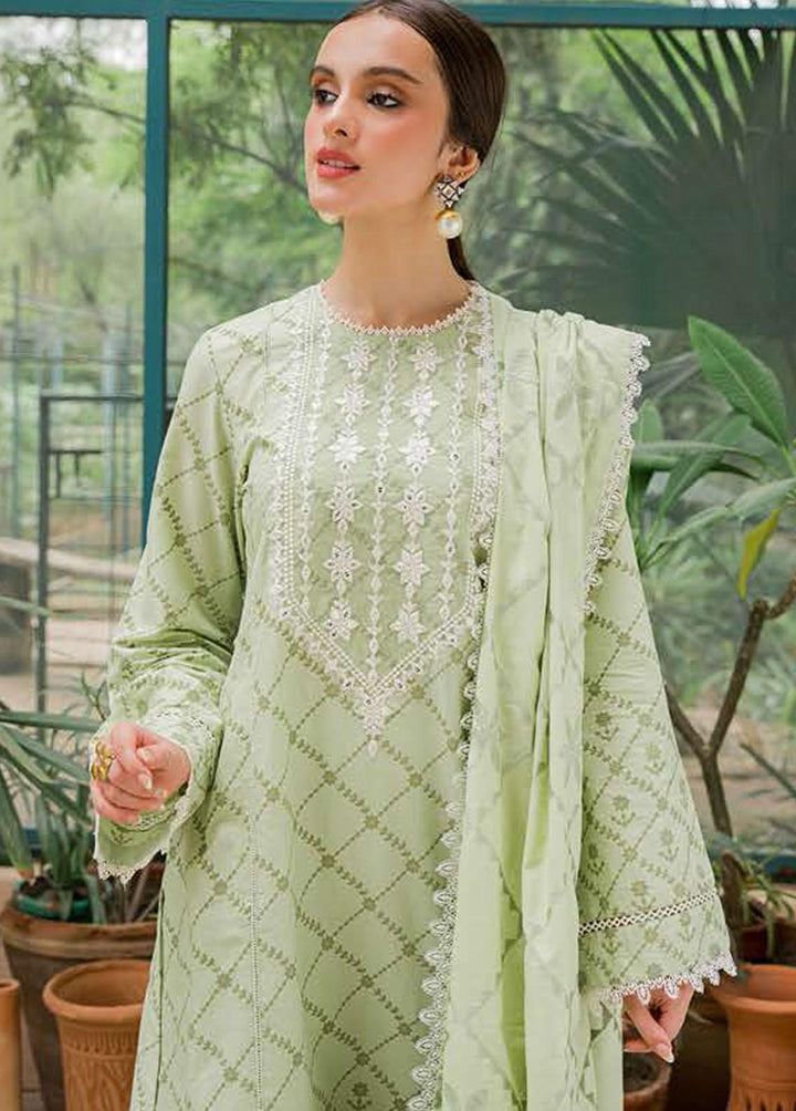 Seher By Cross Stitch Embroidered Cambric Suits Unstitched 3 Piece CS22S 08 Pistacia Pearl - Premium Collection